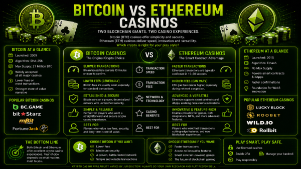 Bitcoin vs Ethereum casinos