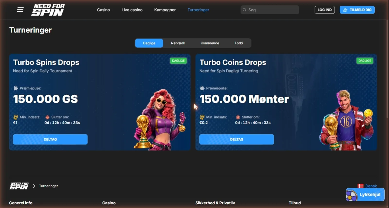 Daglige turneringer hos Need for Spin med præmiepuljer på 150.000 gratis spins og mønter